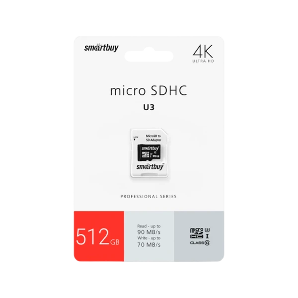 Карта памяти microSD Smartbuy 512GB Class10 UHS-III (U3) 165 МБ/сек