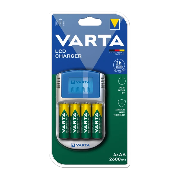 З/У для аккумуляторов Varta LCD Power Charger (57070) AA/AAA 4 слота +4AA 2600mAh