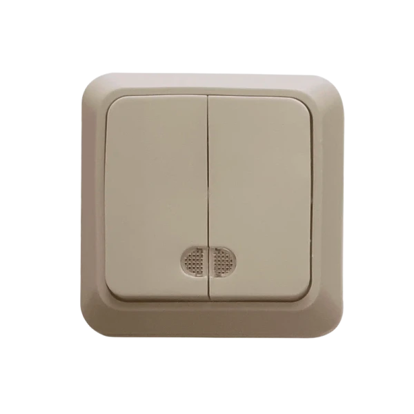 Выключатель Прогресс Fit 2-клав.10A ABS + Керамика с индикатором бежевый (1/10/200)