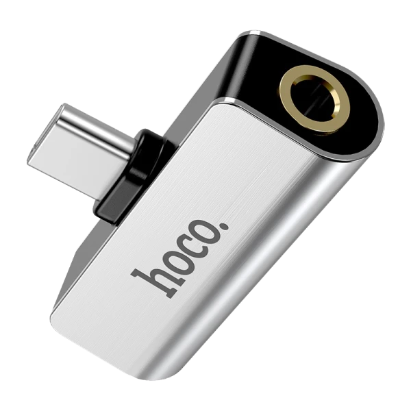 Переходник AUX HOCO LS26 Jack 3.5mm (f)-Type-C (m)/Type-C (f) пластик серебряный (1/31/310)