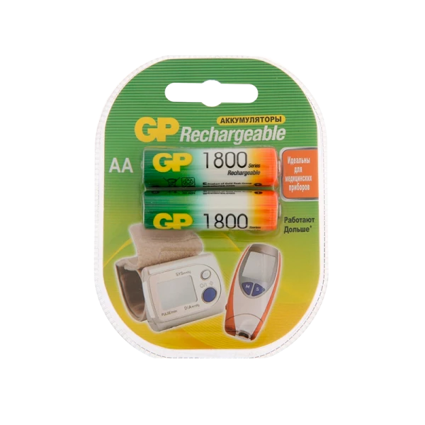 Аккумулятор бытовой GP HR6 AA BL2 NI-MH 1800mAh в пластиковой упаковке (2/20/200) R
