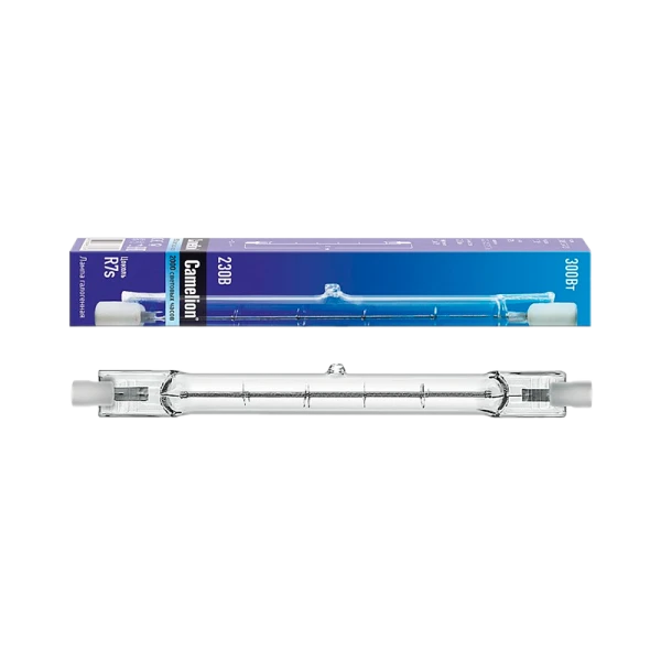 Лампа галогенная Camelion R7s 300W 220V трубка прозрачная (1/50/500)