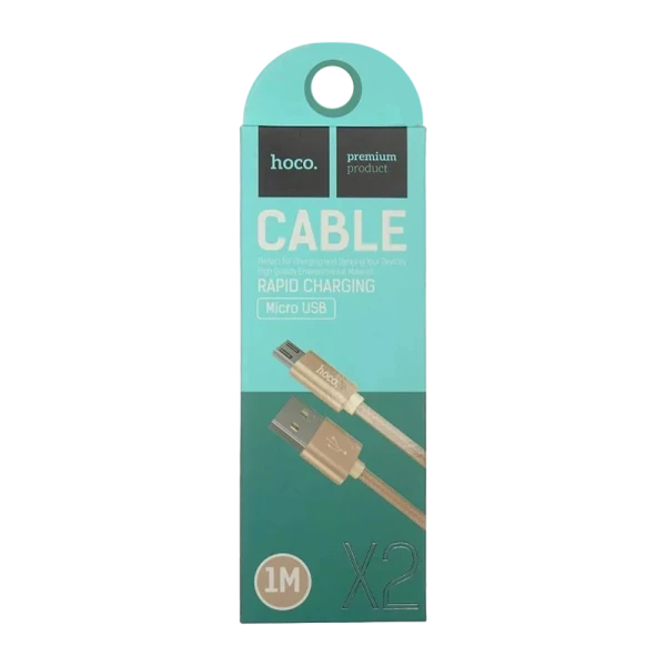 Кабель HOCO X2 USB (m)-microUSB (m) 1.0м 2.1A нейлон золотой (1/30/300)