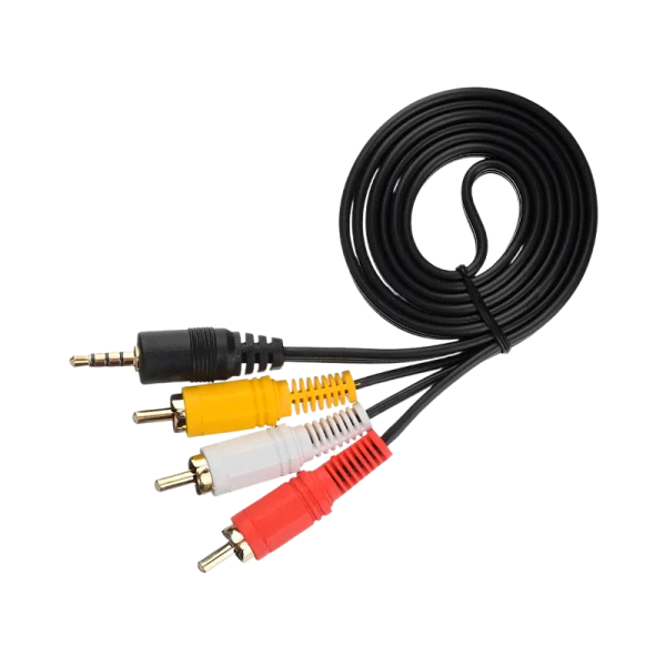 Кабель AUX GoPower Jack 3.5mm (m)-3xRCA (m) 1.0м ПВХ черный Premium Zip-Lock c подвесом (1/200)