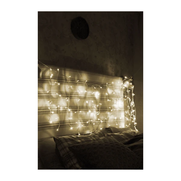 Гирлянда Космос 200LED 2.5м лампочки нить 8 режимов с контроллером белый (1/40)