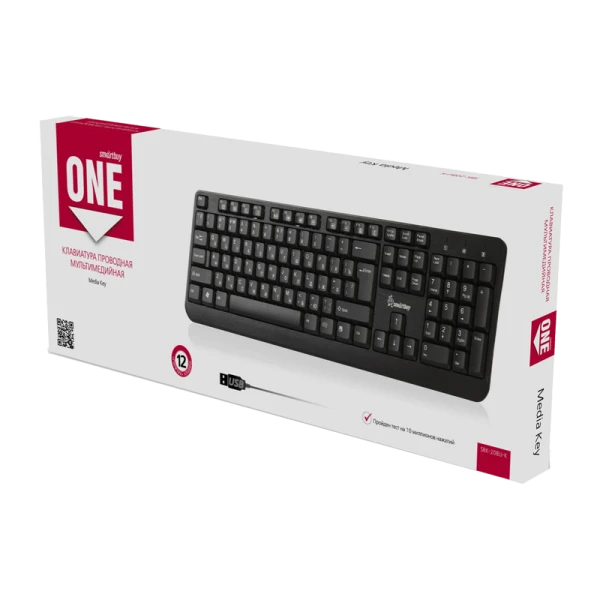 Клавиатура проводная Smartbuy 208 ONE классическая USB 1.5м мультимед. черный (1/20)