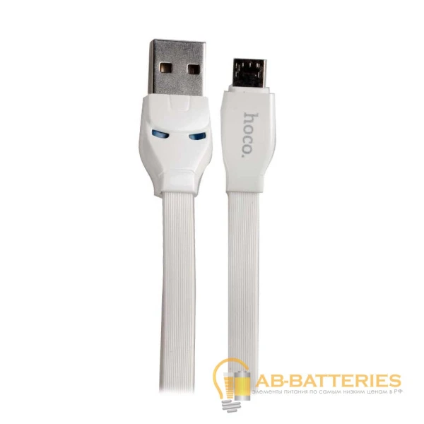 Кабель HOCO U14 USB (m)-microUSB (m) 1.2м 2.4A TPE белый (1/50/300)