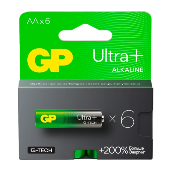 Батарейка GP ULTRA PLUS G-tech LR6 AA BL6 Alkaline 1.5V (6/96/768)