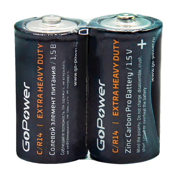 Батарейка GoPower R14 C Shrink 2 Heavy Duty 1.5V (2/24/288)