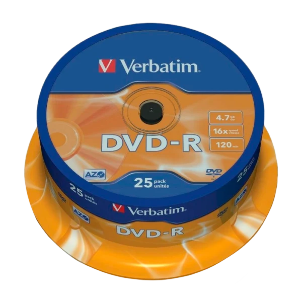 Диск DVD-R Verbatim 4.7GB 16x 25шт. cake box (25/200)