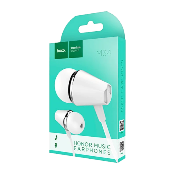 Наушники внутриканальные HOCO M34 с микр. белый (1/40/400)