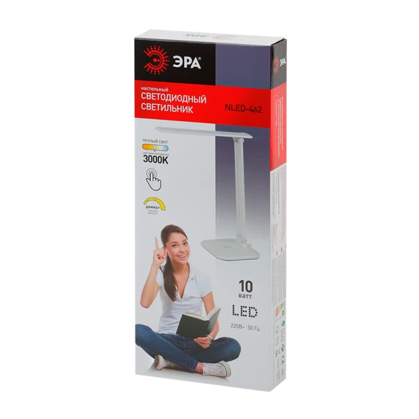 Светильник настольный ЭРА NLED-462 10W 220V 30LED на основании сенс. 3 ур.ярк. белый (1/22)