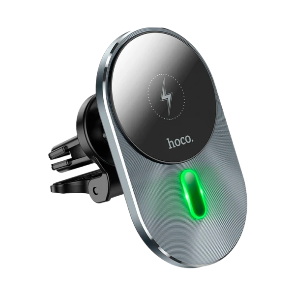 Держатель автомобильный HOCO CA91 в воздуховод бесп. зарядка Qi черный (1/84)