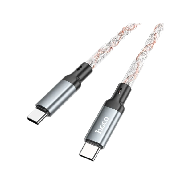 Кабель HOCO U112 Type-C (m)-Type-C (m) 1.0м 2.4A ПВХ серый (1/22/220)