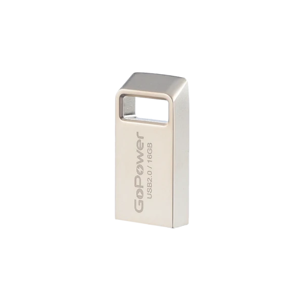 Флеш-накопитель GoPower MINI 16GB USB2.0 металл серебряный (1/50/1000)