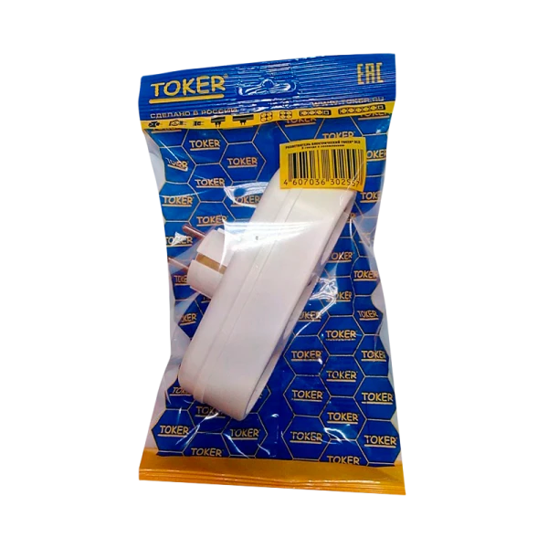 Разветвитель Toker 3L 3р.С/З в индивидуальной упаковке белый (1/40)