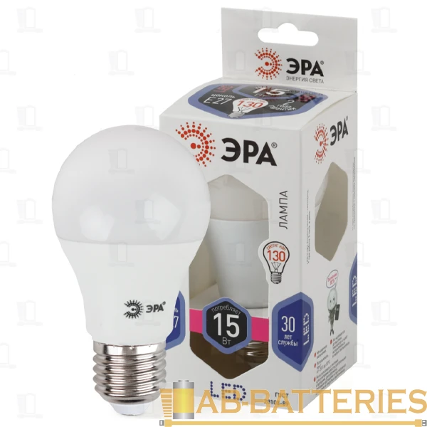 Лампа светодиодная ЭРА A60 E27 15W 6000К 170-265V груша (1/10/100)