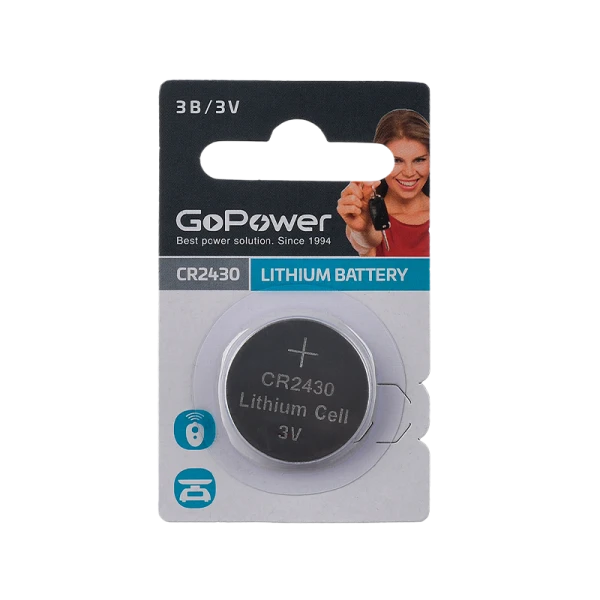 Батарейка GoPower CR2430 BL1 Lithium 3V (1/40/2000)