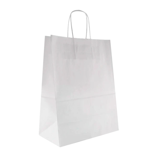 Пакет Aviora 35см x 26см бумага 80г/м2 первичное сырье с кручеными ручками белый