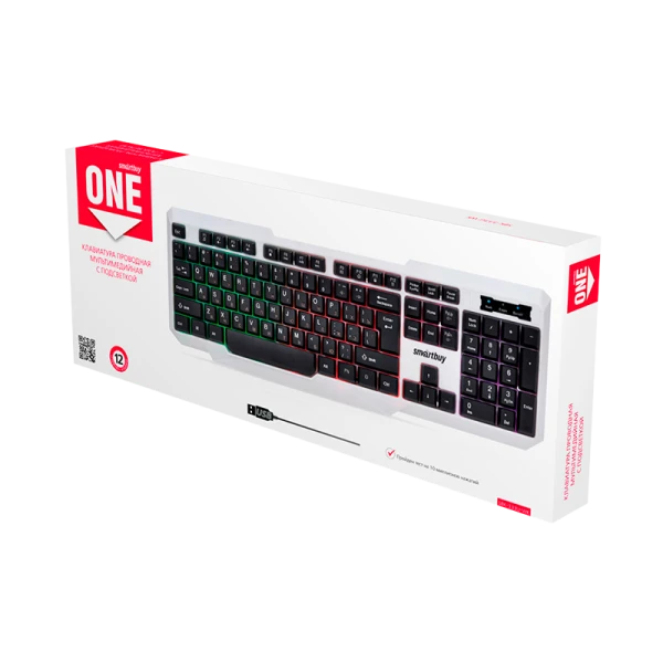 Клавиатура проводная Smartbuy 333 ONE классическая USB белый черный (1/20)