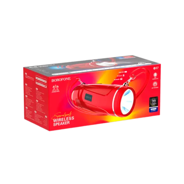Портативная колонка Borofone BR7 bluetooth 5.0 microSD фонарик красный (1/40)