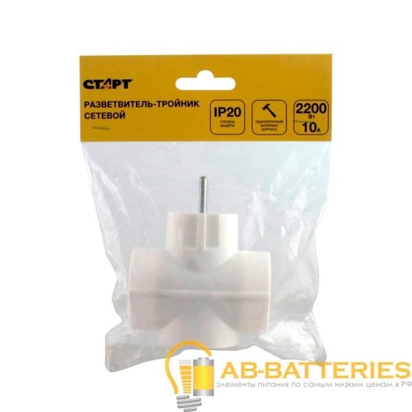 Разветвитель Vikey ТС.3 3р.Б/З 16A белый