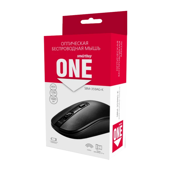 Мышь беспроводная Smartbuy 359AG ONE классическая USB черный (1/100)