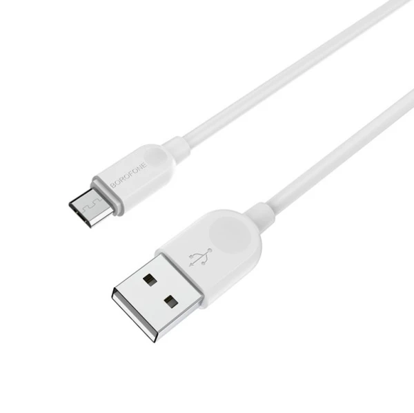 Кабель Borofone BX14 USB (m)-microUSB (m) 2.0м 2.4A ПВХ белый (1/360)