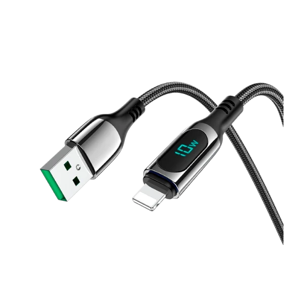 Кабель HOCO S51 Lightning (m)-Type-C (m) 1.2м 2.1A 20W нейлон дисплей черный (1/16/160)