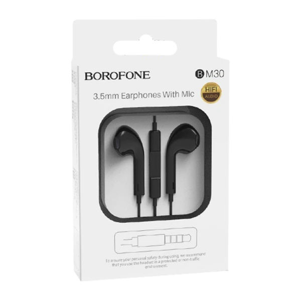 Наушники вставные Borofone BM30 с микр. черный (1/60/240)
