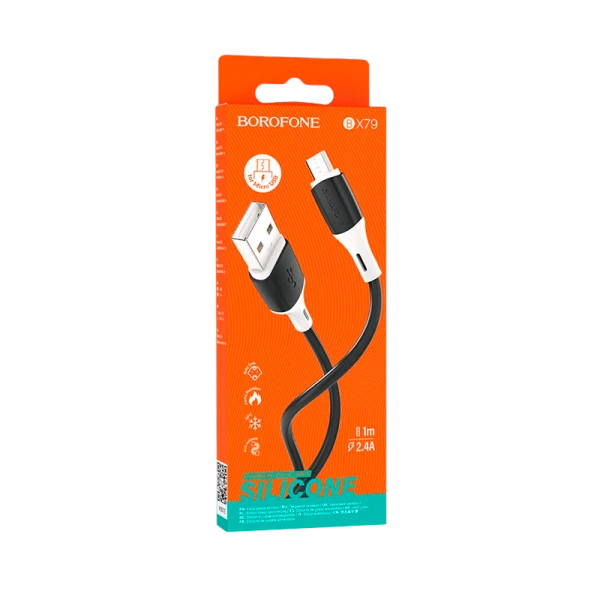 Кабель Borofone BX79 USB (m)-Type-C (m) 1.0м 2.4A силикон черный (1/360)