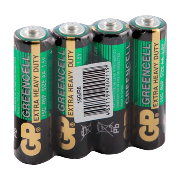 Батарейка GP GreenCell R6 AA Shrink 4 Heavy Duty 1.5V (4/40/200/1000) R