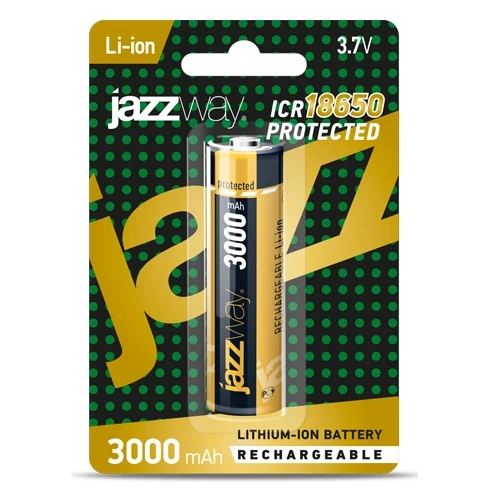 Аккумулятор Li-ion JAZZway 18650 BL1 3000mAh с защитой (1/10/100)