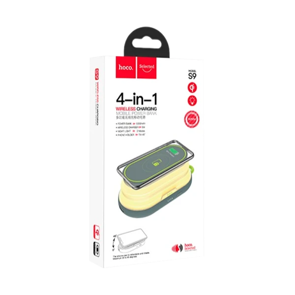 Внешний аккумулятор HOCO S9 5000mAh 1.0A 1USB/Type-C беспр. зар. Qi черный (1/29)
