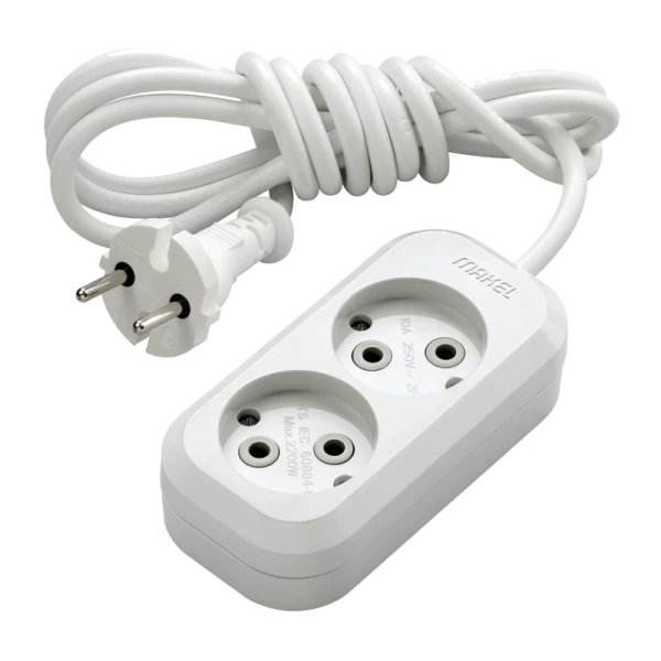 Удлинитель Makel 2р.Б/З 2.0м белый MGP102 (1/12)