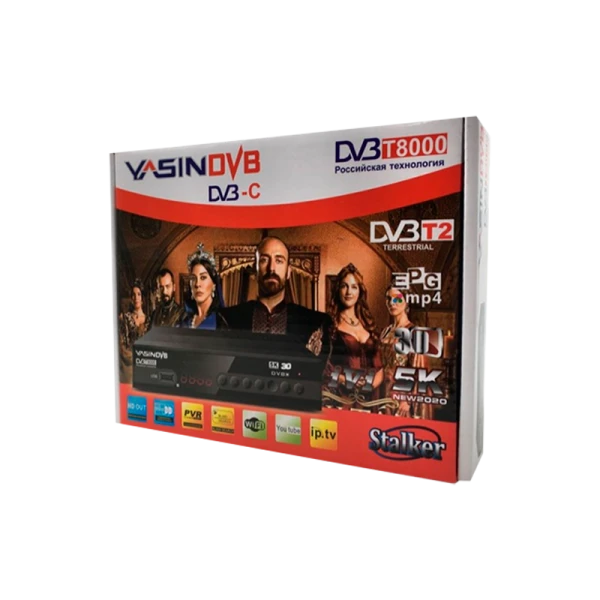 Приставка для цифрового ТВ YASIN DVB T8000 DVB-T/T2 металл черный (1/60)