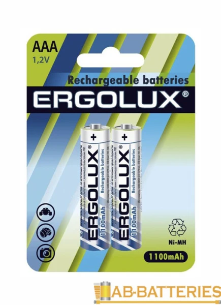 Аккумулятор бытовой Ergolux HR03 AAA BL2 NI-MH 1100mAh (2/24/480)