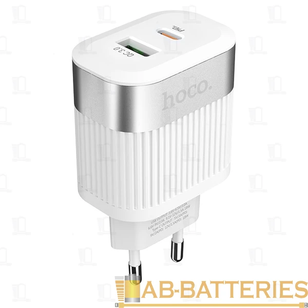 Сетевое З/У HOCO C58A 1USB/Type-C 3.0A 20W QC3.0 белый (1/12/120)