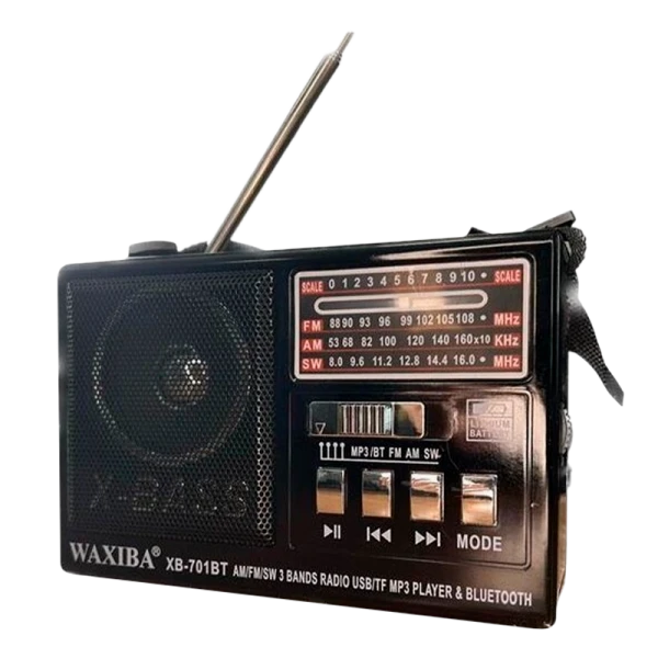 Радиоприемник Waxiba XB-701ВТ пластик microSD USB/Jack3.5 черный (1/40)