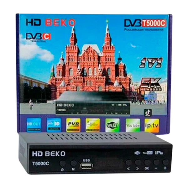 Приставка для цифрового ТВ BEKO DVB T5000C DVB-T/T2 металл черный (1/60)