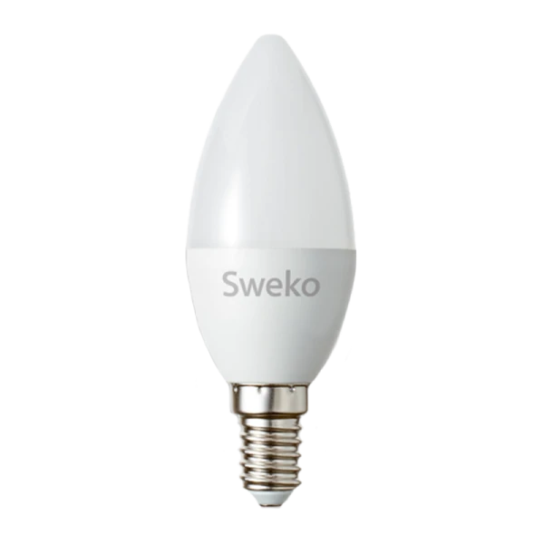 Лампа светодиодная Sweko C35 E14 7W 4000К 230V свеча (1/5/100)