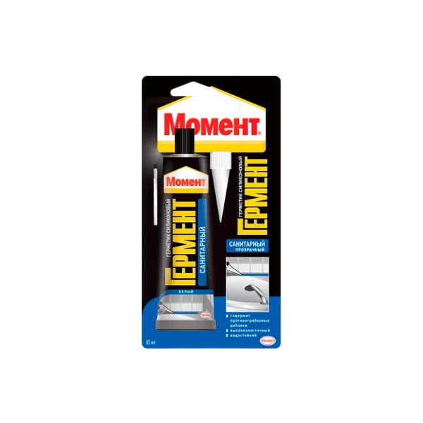 Герметик Момент 85мл силиконовый санитарный BL1 белый (1/24)