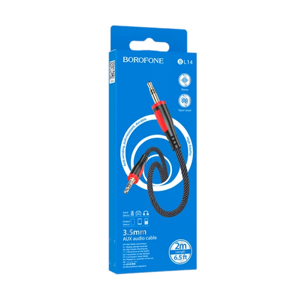 Кабель AUX Borofone BL14 Jack 3.5mm (m)-Jack 3.5mm (m) 2.0м ПВХ черный (1/63/252)