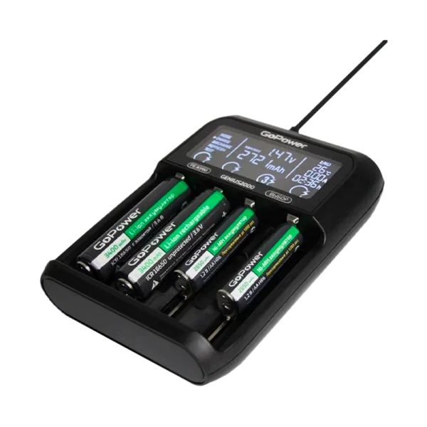 З/У для аккумуляторов GoPower Genius2000 Ni-MH/Ni-Cd/Li-ion/IMR/LiFePO4 4 слота (1/40)