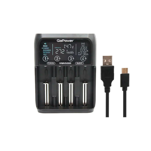 З/У для аккумуляторов GoPower Genius2000 Ni-MH/Ni-Cd/Li-ion/IMR/LiFePO4 4 слота (1/40)