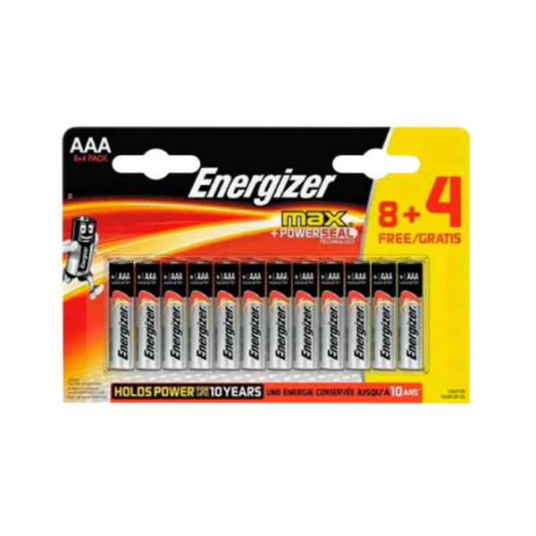 Батарейка Energizer MAX LR03 AAA BL8+4 Alkaline 1.5V (12/72)