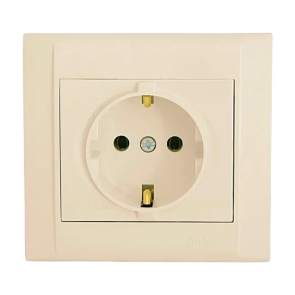 Розетка Makel Defne 1гн. 16A С/З со шторкой керамика кремовый 42010009 (1/12)