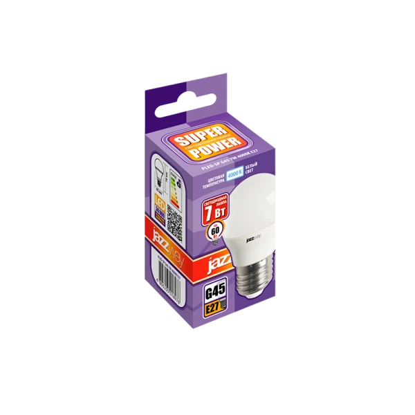 Лампа светодиодная JAZZway G45 E27 7W 4000К 230V шар матовая (1/10/100)