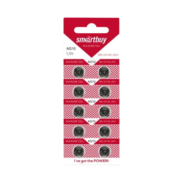 Батарейка Smartbuy G10/LR1130/LR54/389A/189 BL10 Alkaline 1.5V (10/100/2000)