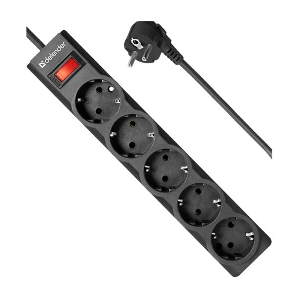 Сетевой фильтр Defender ES largo 3 5р.С/З 10A 125 Дж 3.0м черный (1/30)
